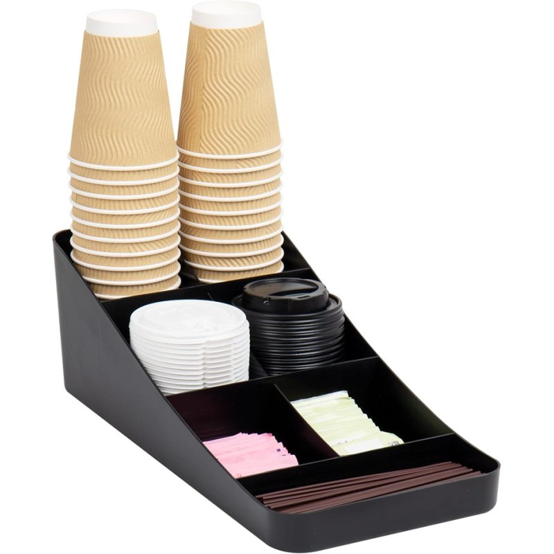 deflecto coffee and tea station organiser, black, 10 compartments, polystyrene, 440×280×130 mm